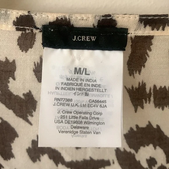 J Crew Leopard open front fringe detail kimono cape cardigan swim coverup SZ M/L - Picture 3 of 14